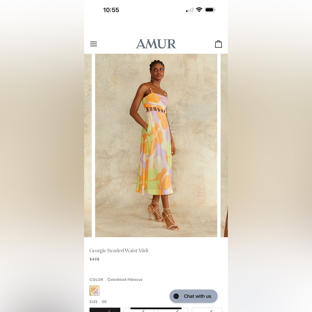 AMUR Orange Yellow Spaghetti Strap Sundress